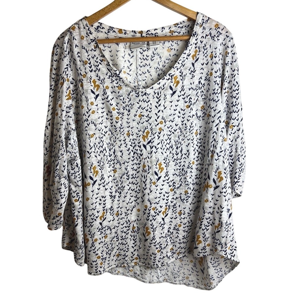 Rachel Zoe 100% Linen Top Womens Plus Size‎ 1X Boho Chic Shirt Coastal Casual